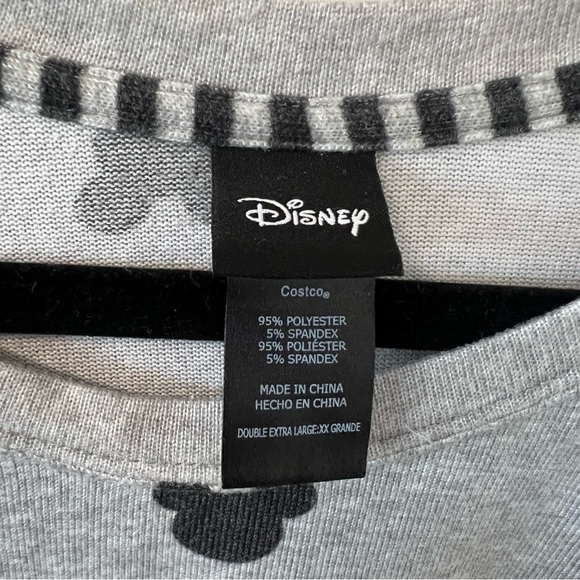 Disney Mickey Mouse Gray & Black Pajama Set Long Sleeve Top & Pants Set - Picture 4 of 7